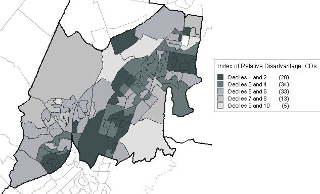 Figure 4.7 Index of Relative Socio-economic Disadvantage, CD deciles, Campbelltown North