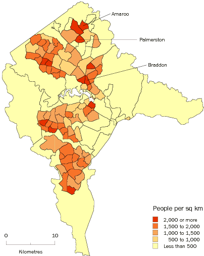 Diagram: POPULATION DENSITY, Canberra SD—June 2009