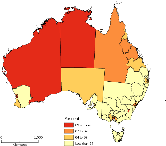 Diagram: WORKING AGE POPULATION (AGED 15–64 YEARS), Statistical Areas Level 4, Australia—30 June 2013