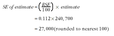 Image: Standard error of estimate equals relative standard error over 100 times estimate environment example
