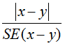 Equation: (x minus y) / SE (x minus y)