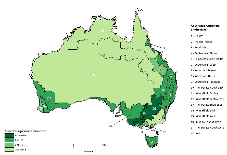 Image:  Map of agricultural businesses undertaking intercropping practices, 2013-14