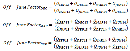 Equation: Equation for calculating off-June factors