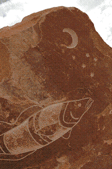 Image: Rock with fish and moon