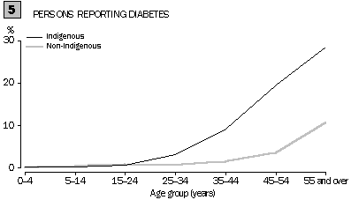 Graph 5 - Persons reporting diabetes