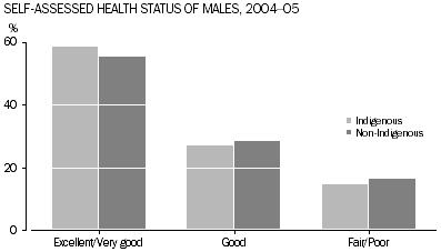 Graph: Self-assessed health for Indigenous males, 2004–05