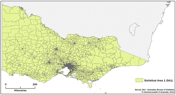 Diagram: Figure 3. Map of SA1 boundaries in Victoria