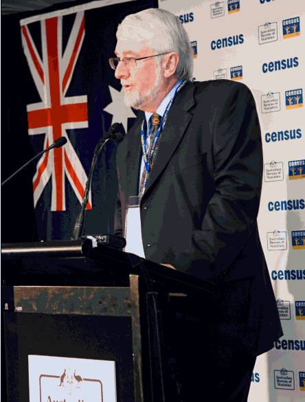 Image: Australian Statistician Brian Pink introduces the Census launch.