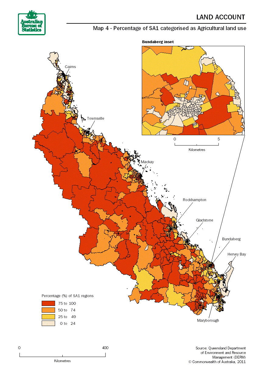 Map 4 - Percentage of SA1 categorised as Agricultural land use