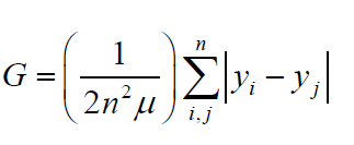 Image illustrates the formula for calculating the Gini coefficient