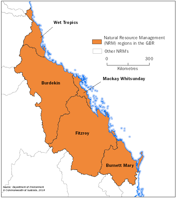 Map: Figure 2. Shows NRM regions in the GBR region