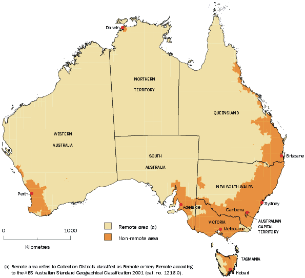 Map of Australia: Remote and Non-remote areas of Australia