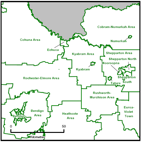 Map: Illustrative SA2 Boundaries in North Central Victoria