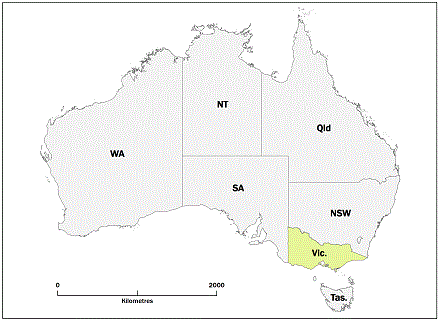 Diagram: Figure 1 Study region (Victoria, Australia)