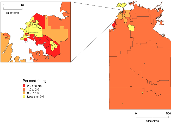 Diagram: SLA POPULATION CHANGE, Northern Territory—2010–11