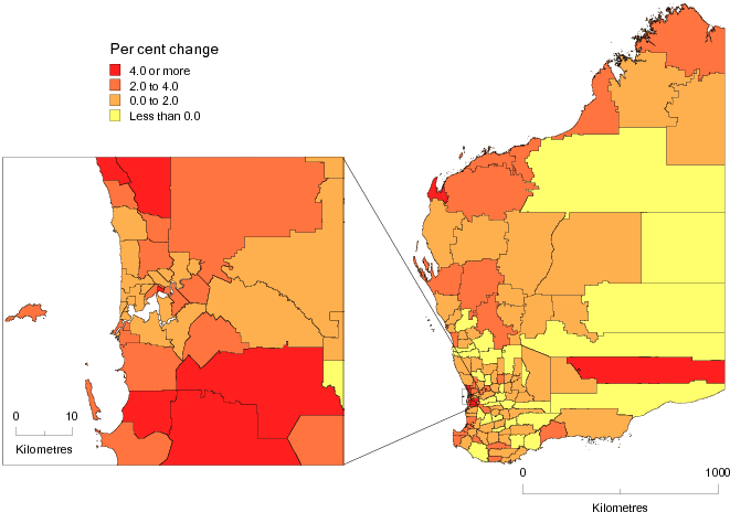 Diagram: SLA  POPULATION CHANGE, Western Australia—2010–11