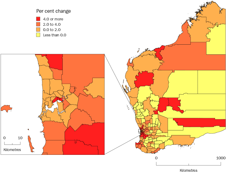 Diagram: SLA POPULATION CHANGE, Western Australia—2009-10