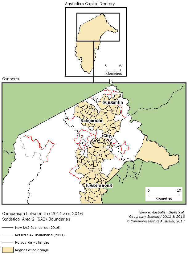 Canberra Statistical Area Level 2 Boundary changes 