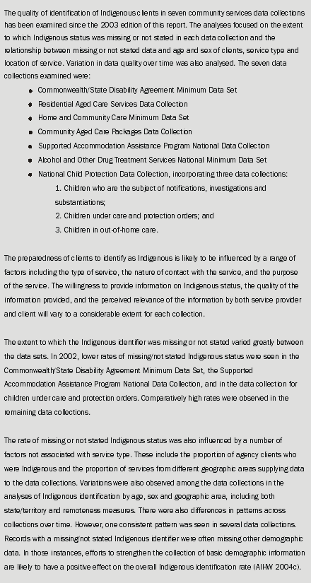 Diagram: Indigenous Identification in Community Services Collections