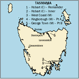 Tasmania - Statistical Local Areas with the highest average wage and salary income.