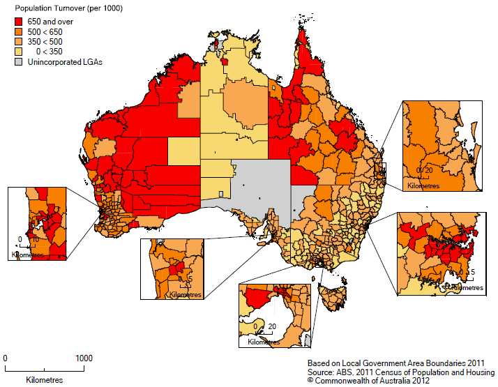 MAP 2. POPULATION TURNOVER RATES - Local Government Areas, 2006 to 2011