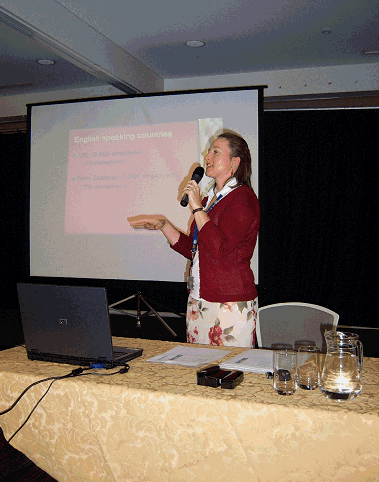 Picture: Mariette O'Connell keeping the audience enthralled with statistical information.