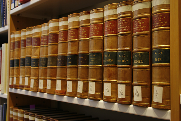 Photograph: Yearbooks at the Parliamentary Library