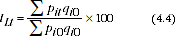Equation: The Laspeyres price index is derived from the ratio of the revalued basket using prices from period t, to the total value of the basket in period 0.