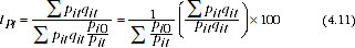 Equation: Construction of the Paasche index using expenditure weights