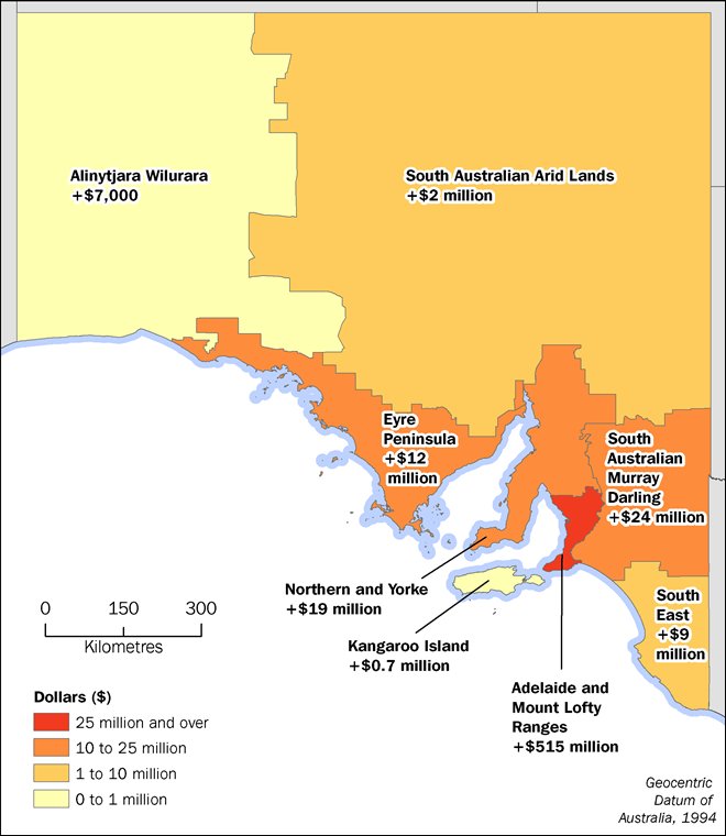 Map showing net change in rateable value of land used for Extractive Industries & Infrastructure and Utilities between 2006 to 2011