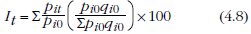 Rearranging Laspeyres price index after using price from period 0 to divide by 1.