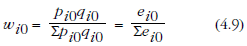 Equation: expression of expenditure share of item i from period 0.