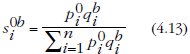 Calculating Lowe index expenditure shares for item i using prices from period 0 and quantities from period b