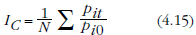 Arithmetic mean of price relatives (APR) approach, also referred to as the Carli formula. It is derived by, for each item, calculating its price relative and then taking the arithmetic average 