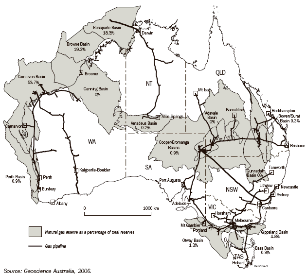 Diagram: 19.1 Gas reserves and pipelines—January 2006