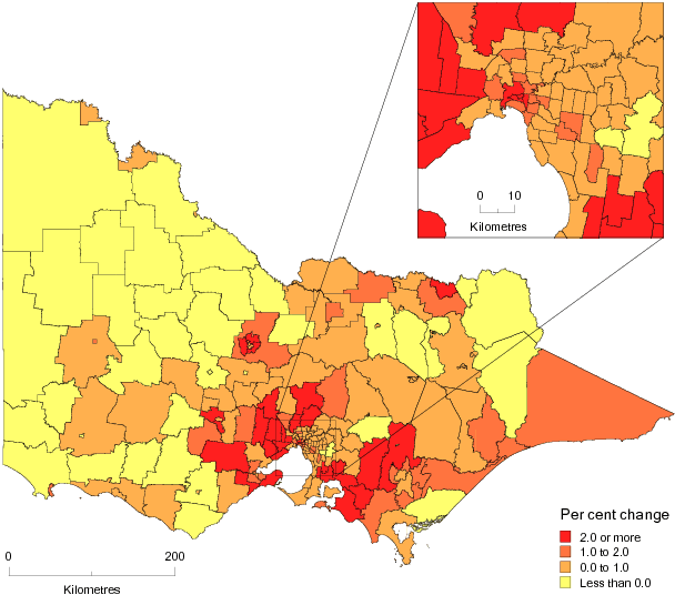 Diagram: SLA POPULATION CHANGE, Victoria—2010–11
