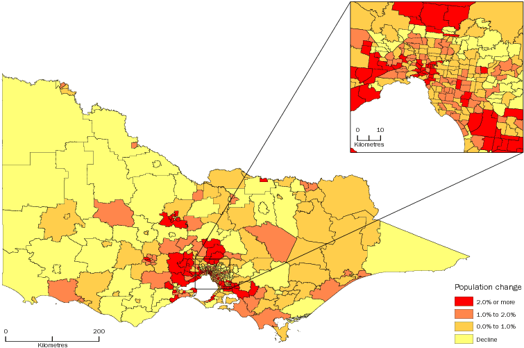 Diagram: SA2 POPULATION CHANGE, Victoria—2011-12