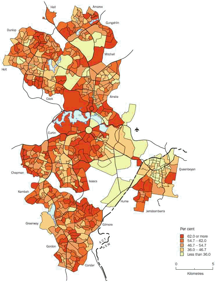 Diagram: ACT dwellings with Internet access, 2006