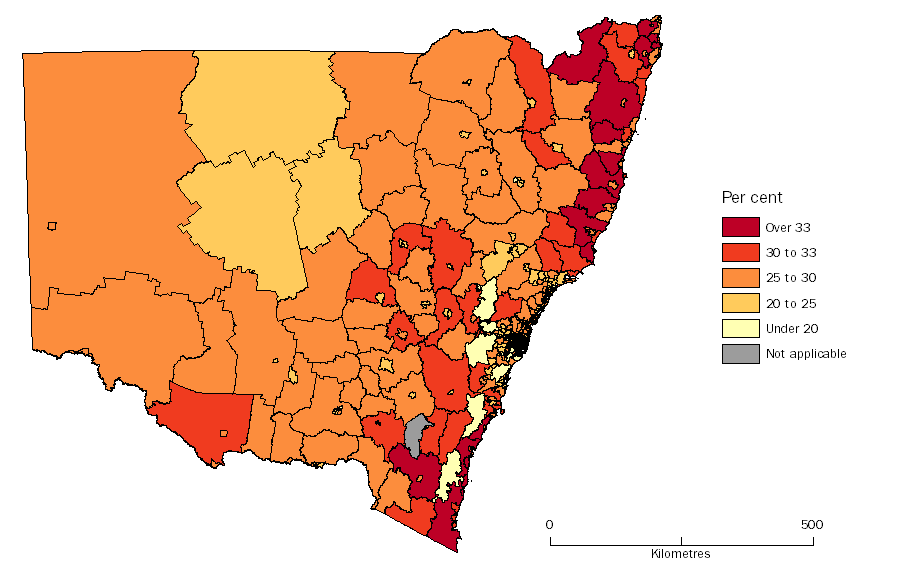 Diagram: POPULATION AGED 48 TO 67 YEARS (BABY BOOMERS), Statistical Areas Level 2, New South Wales - 30 June 2014