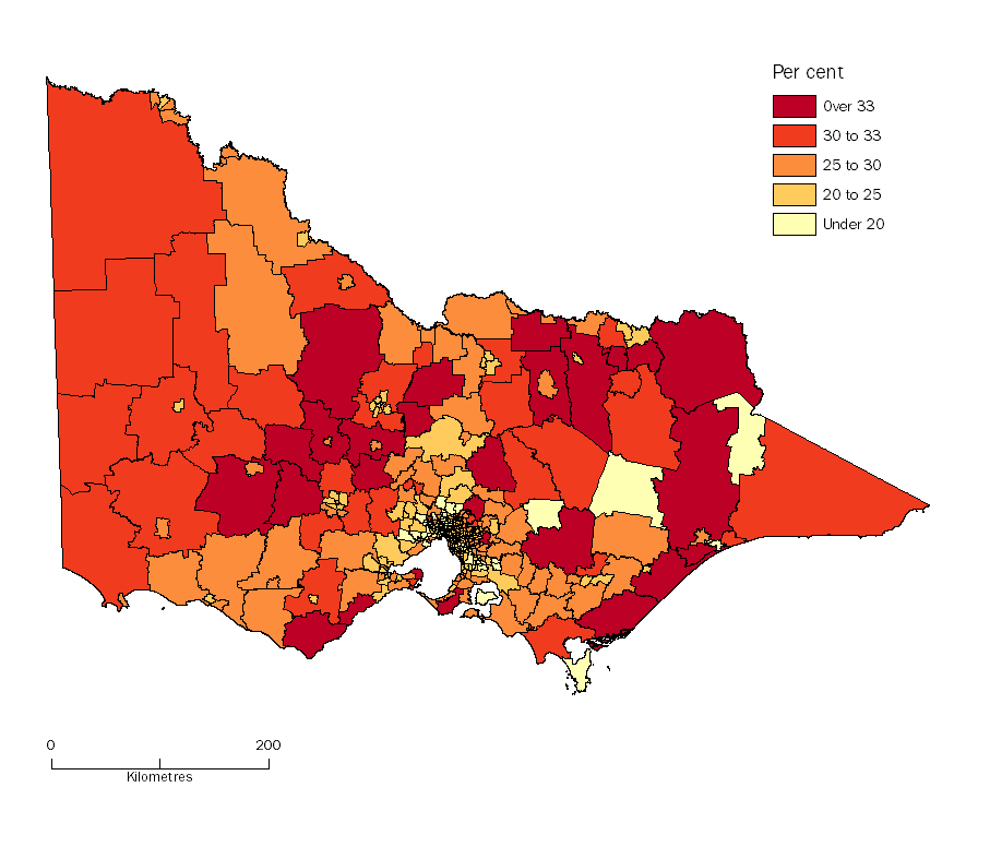 Diagram: POPULATION AGED 48 TO 67 YEARS (BABY BOOMERS), Statistical Areas Level 2, Victoria - 30 June 2014