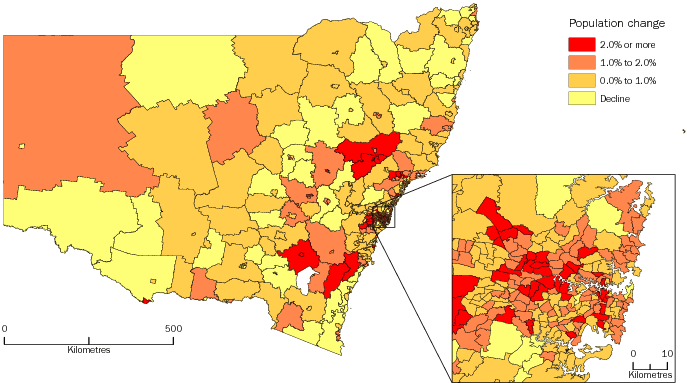 Diagram: SA2 POPULATION CHANGE, New South Wales—2011-12