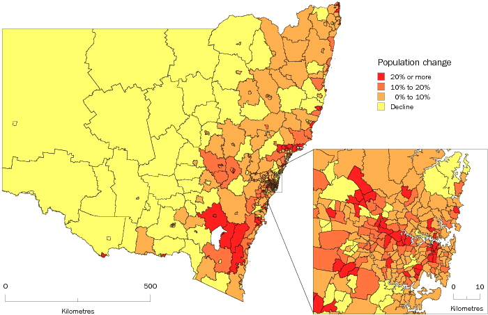 Diagram: SA2 POPULATION CHANGE, New South Wales—2001–11