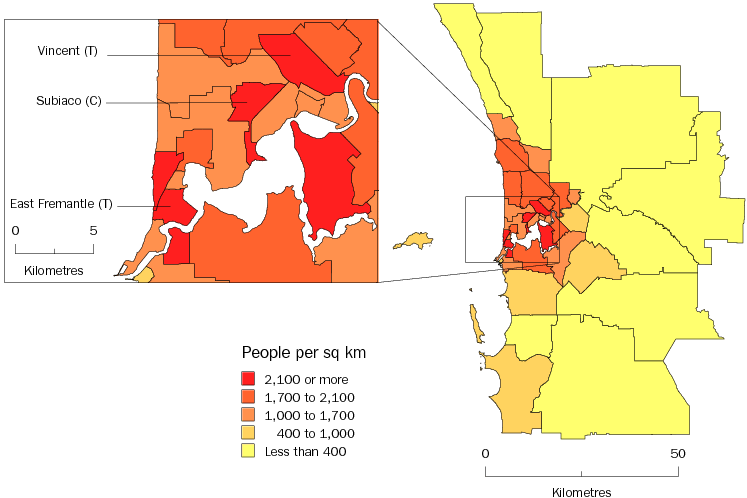 Diagram: POPULATION DENSITY, Perth SD—June 2010