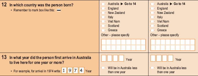 Figure 1: Year of Arrival in Australia Question and Preceding Question
