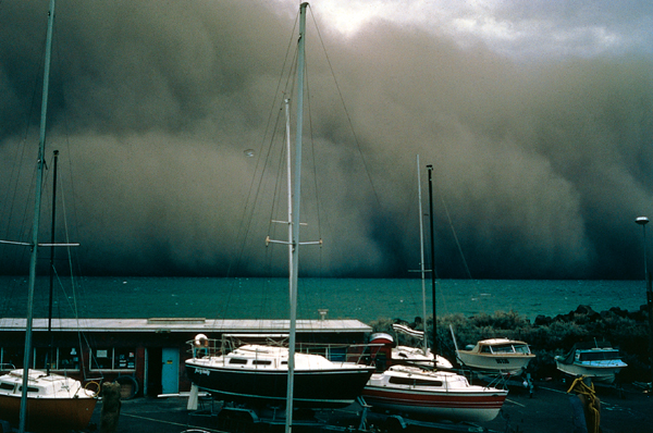 Photograph: Severe storm clouds approach yacht club, 2000 – courtesy Bureau of Meteorology.