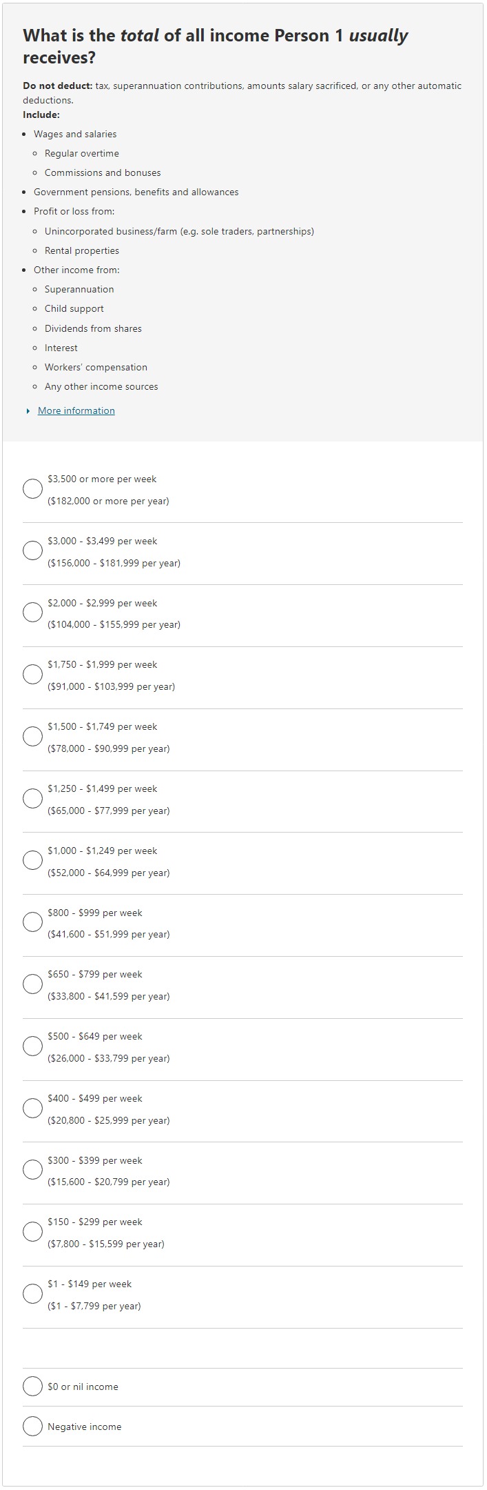 What is the total of all income the person usually receives?