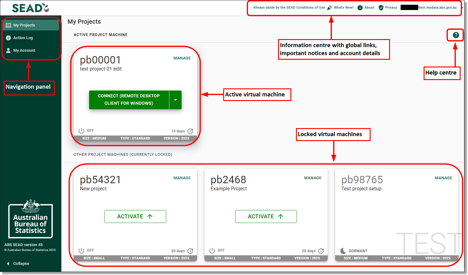 SEAD user portal interface