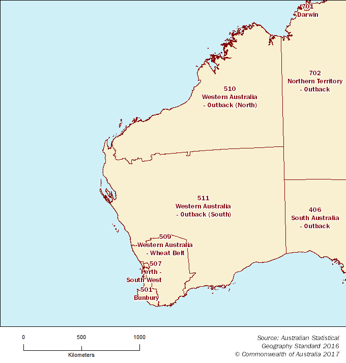Statistical Area Level 4 map - Western Australia