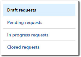 Showing clearance menu to track requests