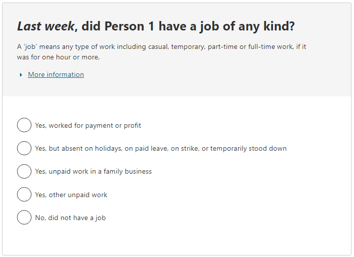 Last week, did the person have a job of any kind? 